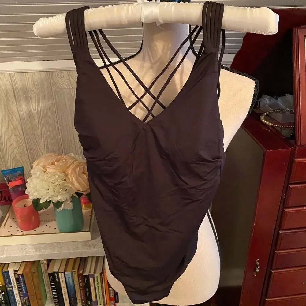 Strappy 1pc Swimsuit Sz Small NWT Mink Brown